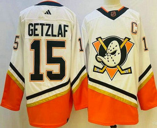 Men's Anaheim Ducks #15 Ryan Getzlaf White 2022 Reverse Retro Authentic Jersey