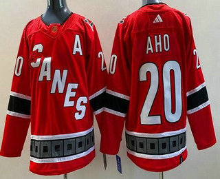 Men's Carolina Hurricanes #20 Sebastian Aho Red 2022 Reverse Retro Authentic Jersey