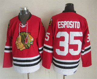 Men's Chicago Blackhawks #35 Tony Esposito Red Throwback Jersey