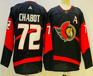 Men's Ottawa Senators #72 Thomas Chabot Black 2022 Reverse Retro Authentic Jersey