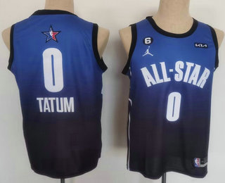 Men's Boston Celtics #0 Jayson Tatum Navy Blue 2022 All Star 6 Patch Icon Sponsor Swingman Jersey