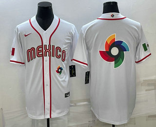 Men's Mexico Baseball Big Logo 2023 White World Classic Stitched Jerseys