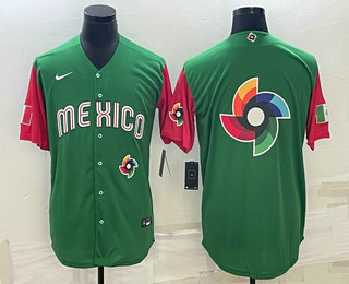 Men's Mexico Baseball 2023 Green World Big Logo With Patch Classic Stitched Jerseys