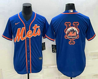 Men's New York Mets Big Logo Navy Blue Cool Base Stitched Baseball Jerseys