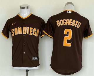 Youth San Diego Padres #2 Xander Bogaerts Brown Cool Base Stitched Baseball Jersey