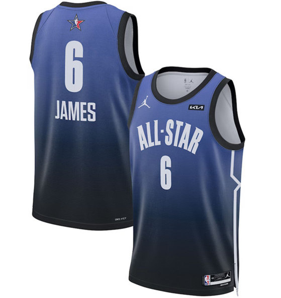 Men's 2023 All-Star #6 LeBron James Blue Game Swingman Stitched Basketball Jersey