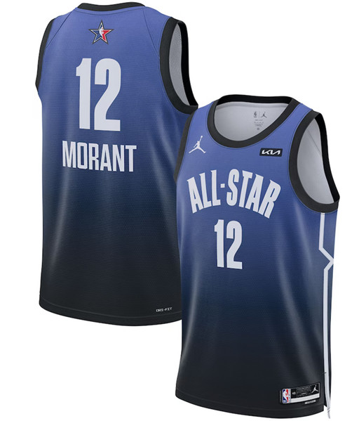 Men's 2023 All-Star #12 Ja Morant Blue Game Swingman Stitched Basketball Jersey