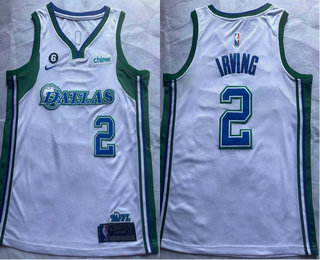 Men's Dallas Mavericks #2 Kyrie Irving White With 6 Patch Nike 2022 City Edition Swingman Stitched Jersey