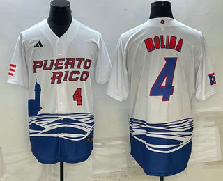 Men's Puerto Rico Baseball #4 Carlos Correa Number 2023 White World Baseball Classic Stitched Jerseys