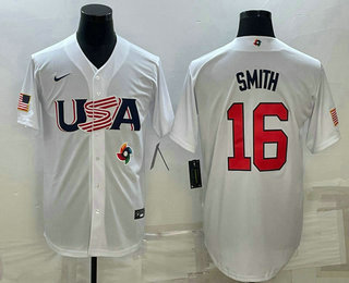 Men's USA Baseball #16 Will Smith 2023 White World Baseball Classic Stitched Jerseys