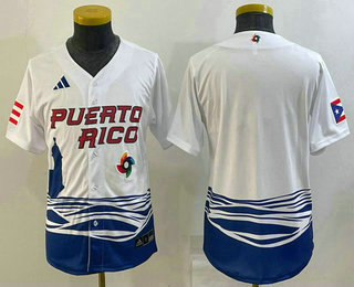 Youth Puerto Rico Baseball Blank 2023 White World Baseball Classic Stitched Jersey