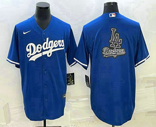 Men's Los Angeles Dodgers Blue Team Big Logo Cool Base Stitched Baseball Jersey