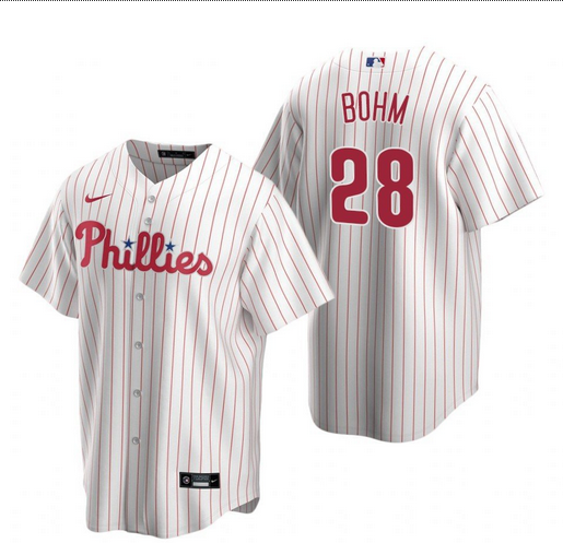 Youth Philadelphia Phillies #28 Alec Bohm White Home stitch Jersey