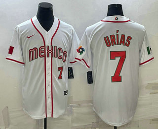 Men's Mexico Baseball #7 Julio Urias Number 2023 White World Baseball Classic Stitched Jersey2