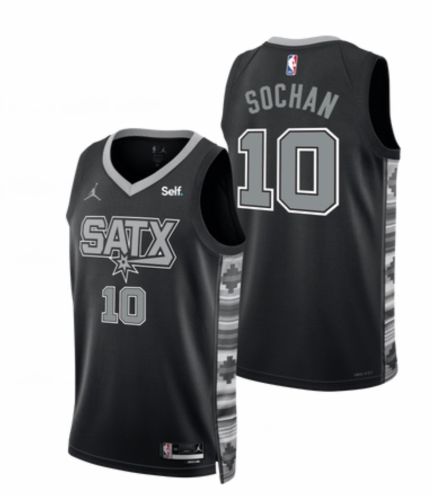 Men' San Antonio Spurs #10 Jeremy Sochan 2022-23 Black Stitched Jersey