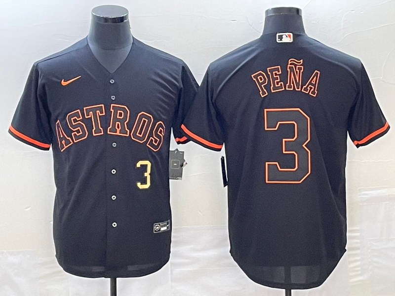 Men's Houston Astros #3 Jeremy Pena Number Lights Out Black Fashion Stitched MLB Cool Base Nike Jersey