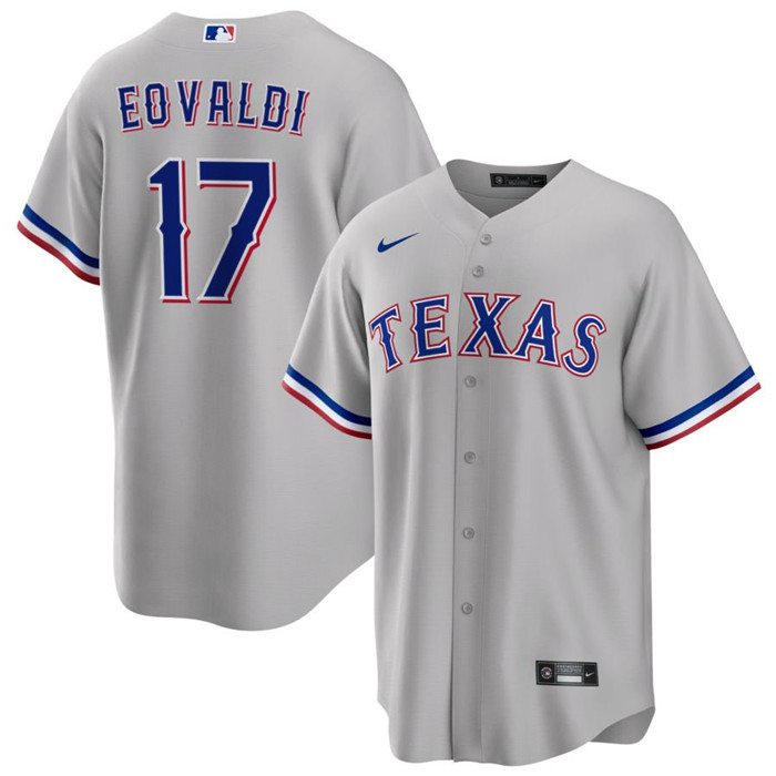 Men's Texas Rangers #17 Nathan Eovaldi Gray Cool Base Stitched Baseball Jersey