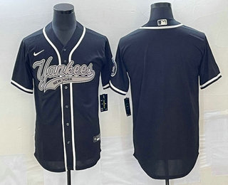 Men's New York Yankees Blank Black Cool Base Stitched Baseball Jerseys