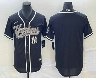 Men's New York Yankees Blank Black Cool Base Stitched Baseball Jersey