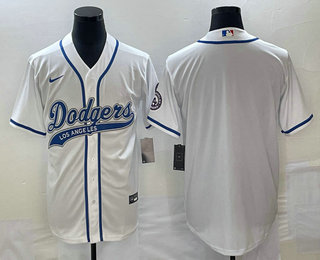 Men's Los Angeles Dodgers White Blank With Patch Cool Base Stitched Baseball Jerseys