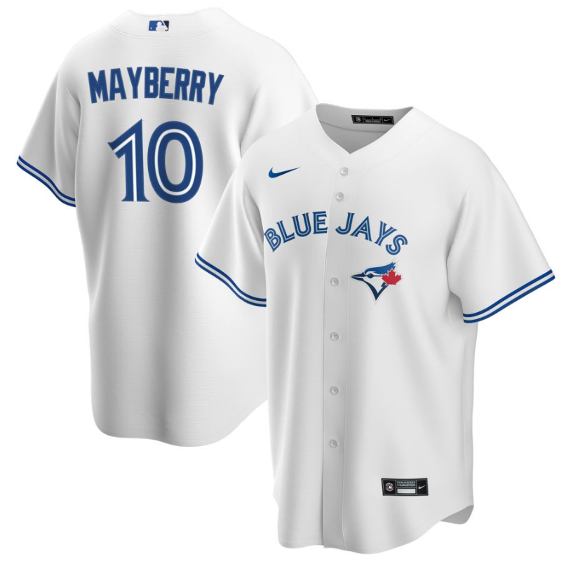 Men's Toronto Blue Jays Mayberry Sr.,John -10 White Home Retired Roster Stitched Baseball Jersey