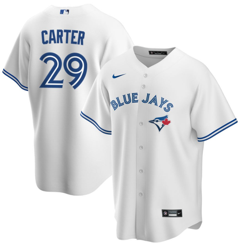 Men's Toronto Blue Jays Carter,Joe - 29 White Home Retired Roster Stitched Baseball Jersey