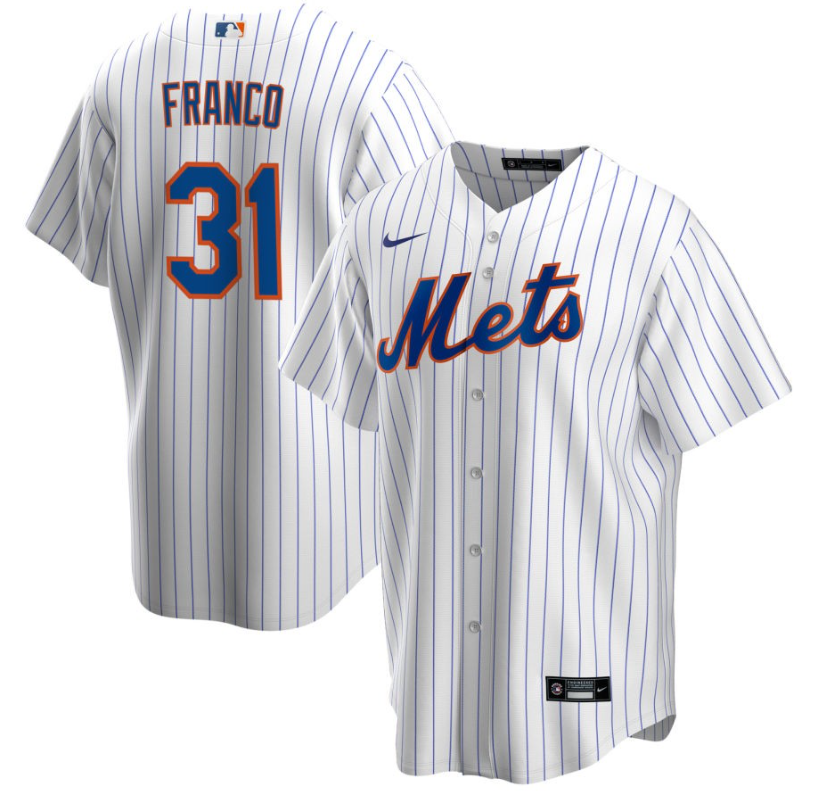 Men's New York Mets Franco,John - 31 White Home Retired Roster Stitched Baseball Jersey