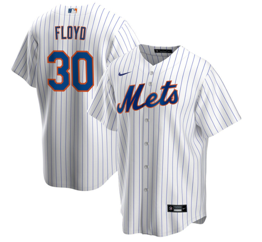 Men's New York Mets Floyd,Cliff - 30 White Home Retired Roster Stitched Baseball Jersey