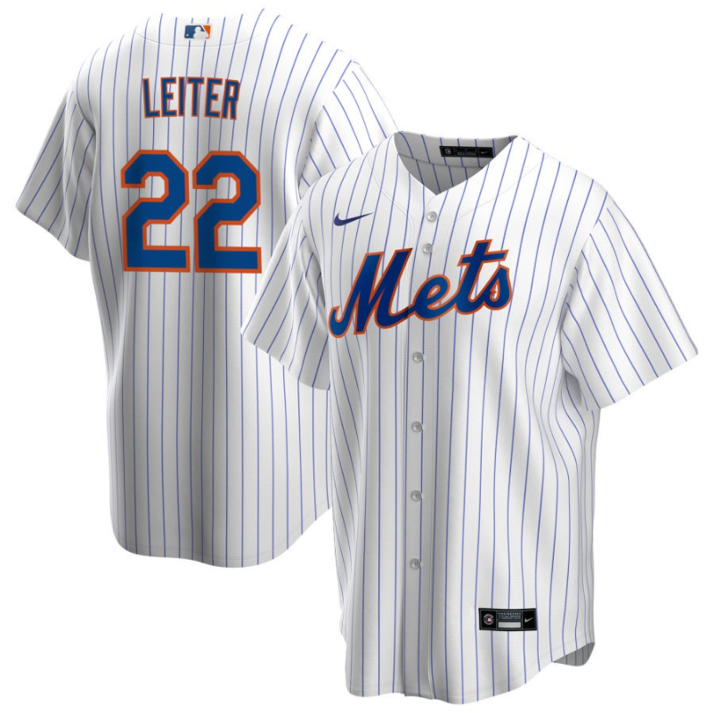 Men's New York Mets Leiter,Al - 22 White Home Retired Roster Stitched Baseball Jersey