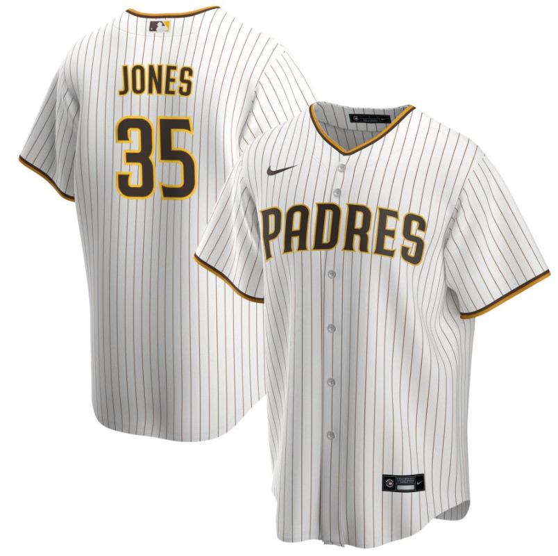 Men's San Diego Padres Jones,Randy - 35 White Home Retired Roster Stitched Baseball Jersey