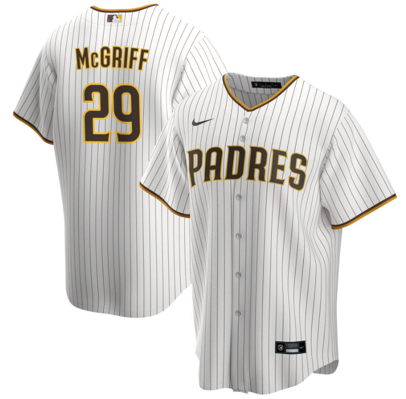 Men's San Diego Padres McGriff,Fred - 29 White Home Retired Roster Stitched Baseball Jersey