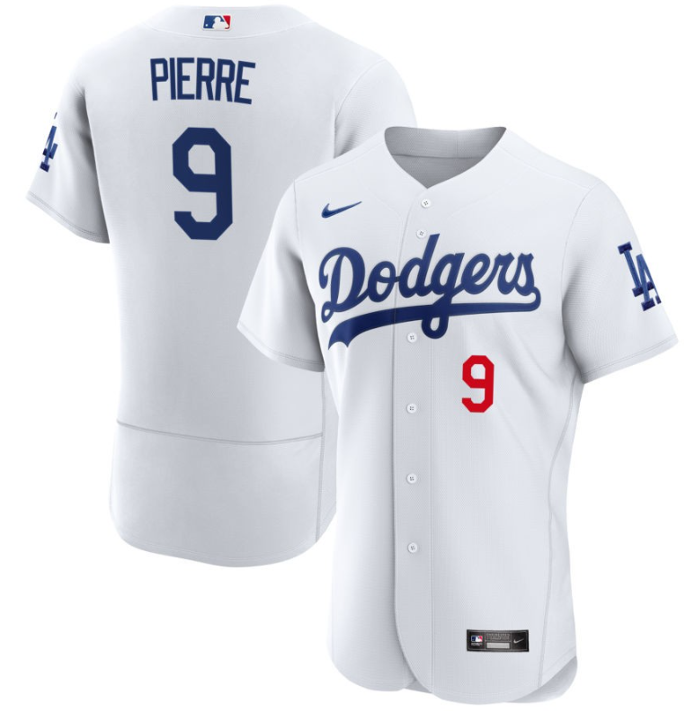 Men's LA Los Angeles Dodgers White Pierre,Juan - 9 Home Retired Roster Stitched Baseball Jersey