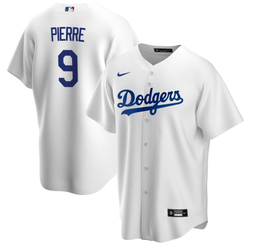 Men's LA Los Angeles Dodgers White Pierre,Juan - 9 Home Retired Roster Stitched Baseball Jersey 1