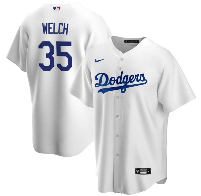 Men's LA Los Angeles Dodgers White Welch,Bob - 35 Home Retired Roster Stitched Baseball Jersey 1