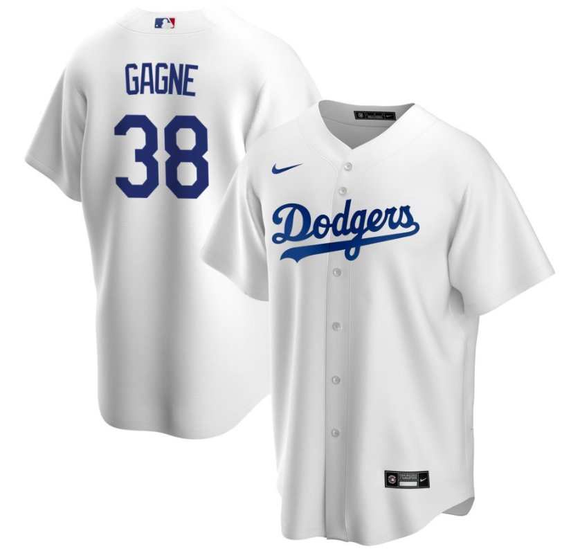 Men's LA Los Angeles Dodgers White Gagne,Eric - 38 Home Retired Roster Stitched Baseball Jersey 1