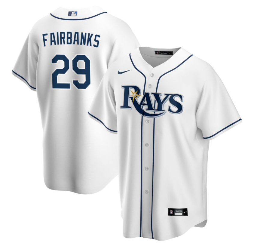 Men's Tampa Bay Rays Fairbanks,Pete - 29 White Home Retired Roster Stitched Baseball Jersey