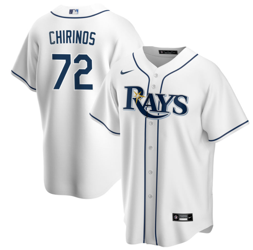 Men's Tampa Bay Rays Chirinos,Yonny - 72 White Home Retired Roster Stitched Baseball Jersey