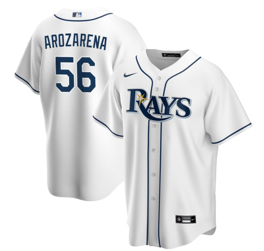 Men's Tampa Bay Rays Arozarena,Randy - 56 White Home Retired Roster Stitched Baseball Jersey