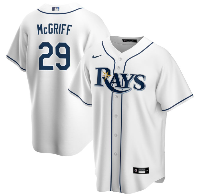 Men's Tampa Bay Rays McGriff,Fred - 29 White Home Retired Roster Stitched Baseball Jersey