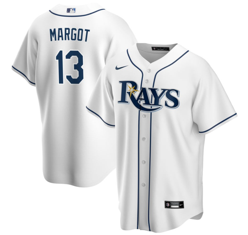 Men's Tampa Bay Rays Margot,Manuel - 13 White Home Retired Roster Stitched Baseball Jersey