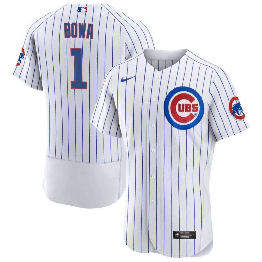 Men's Chicago Cubs White Home Bowa,Larry - 1 Retired Roster Stitched Jersey1