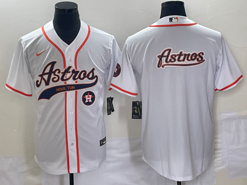 Men's Houston Astros White Team Big Logo Cool Base Stitched Baseball Jersey2