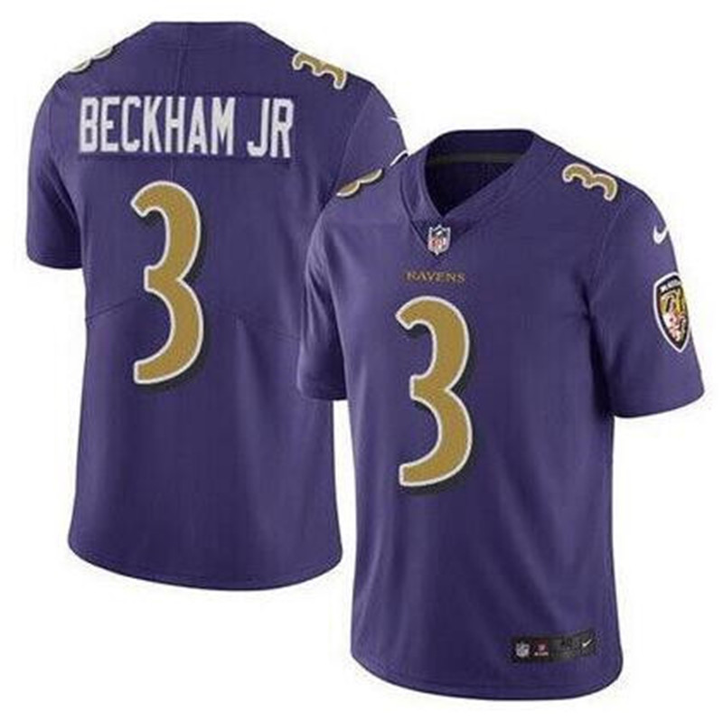 Nike Baltimore Ravens #3 Odell Beckham Jr Purple Color Rush Limited Jersey