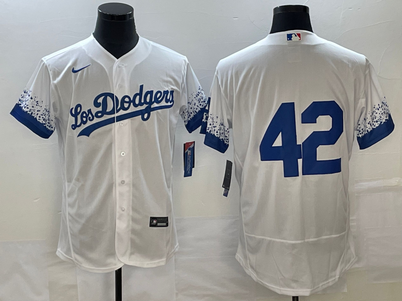 Men's Los Angeles Dodgers #42 Jackie Robinson White City Connect Flex Base Stitched Baseball Jersey