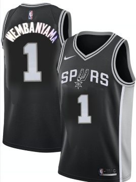 Men' San Antonio Spurs #1 Victor Wembanyama Black Association Edition Stitched Jersey