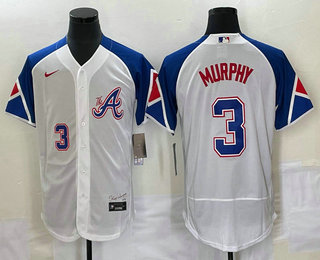 Men's Atlanta Braves #3 Dale Murphy Number White 2023 City Connect Flex Base Stitched Jersey