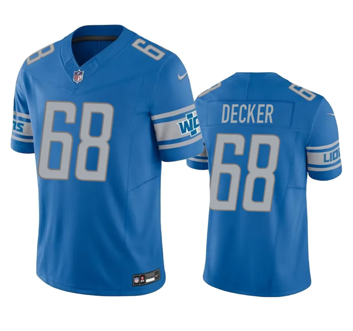 Men's Detroit Lions #68 Taylor Decker Blue 2023 F.U.S.E. Vapor Untouchable Limited Stitched Jersey