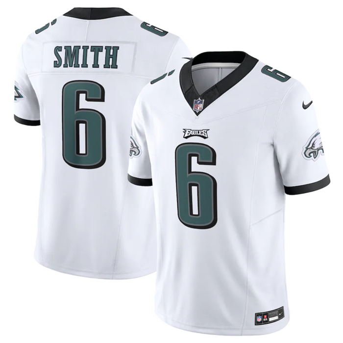 Men's Philadelphia Eagles #6 DeVonta Smith White 2023 F.U.S.E. Vapor Untouchable Limited Stitched Football Jersey