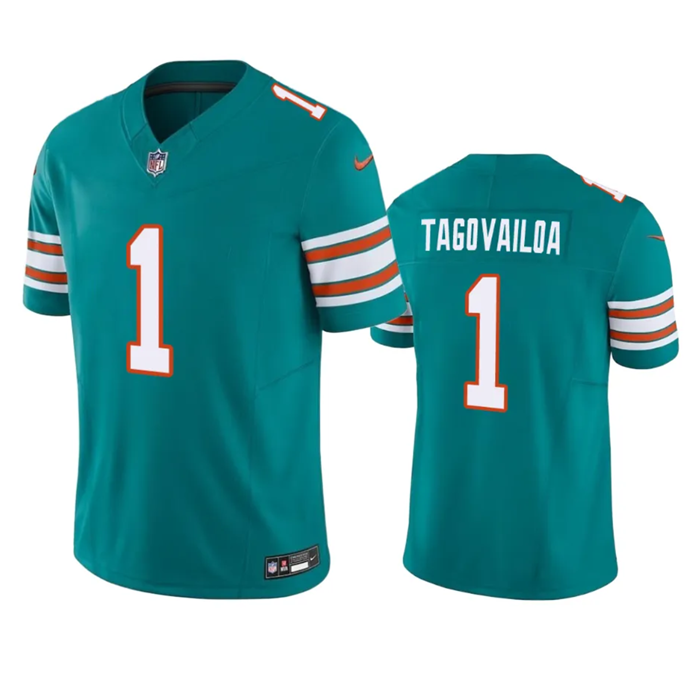 Men's Miami Dolphins #1 Tua Tagovailoa Aqua 2023 F.U.S.E Vapor Limited Stitched Football Jersey