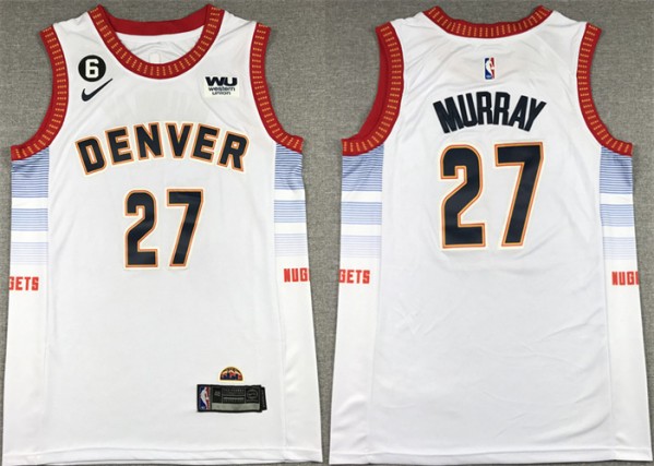 Men's Denver Nuggets #27 Jamal Murray Silver 2022-23 City Edition With NO.6 Patch Stitched Jersey